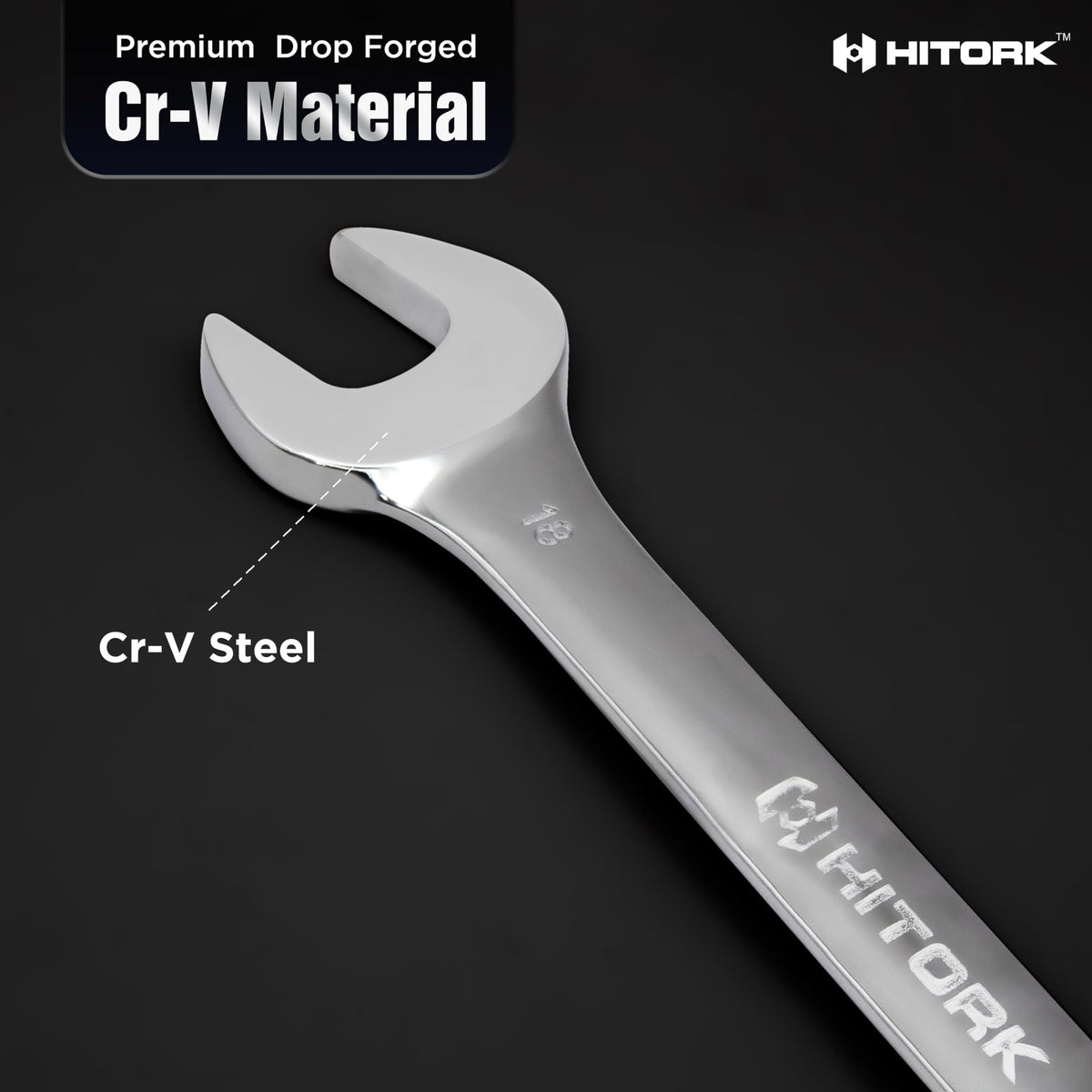 Hitork 12-point box end design improves grip and torque.
