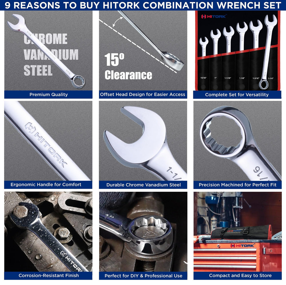 Hitork 15-degree offset eases knuckle clearance in tight spaces.