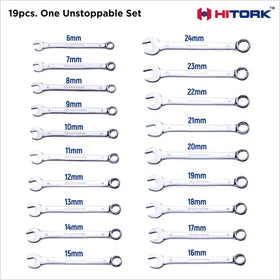 Hitork 15-degree offset open-end design for knuckle clearance in tight spaces.