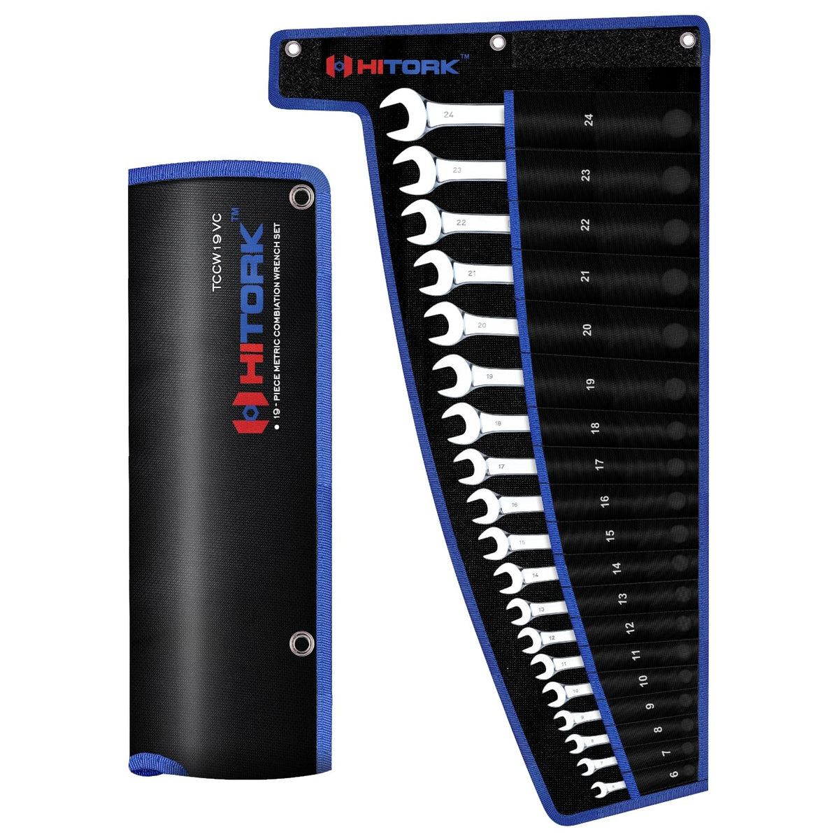 Hitork 19-piece metric wrench coverage from 6 to 24 mm for versatile tasks.