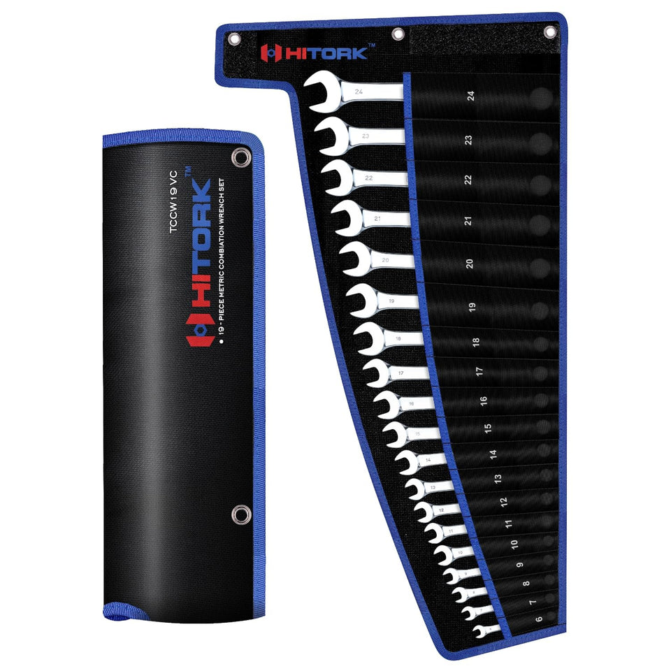 Hitork 19-piece metric wrench coverage from 6 to 24 mm for versatile tasks.