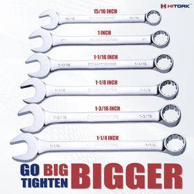 Hitork large SAE wrenches with 1-1-4 inch box end for heavy equipment.