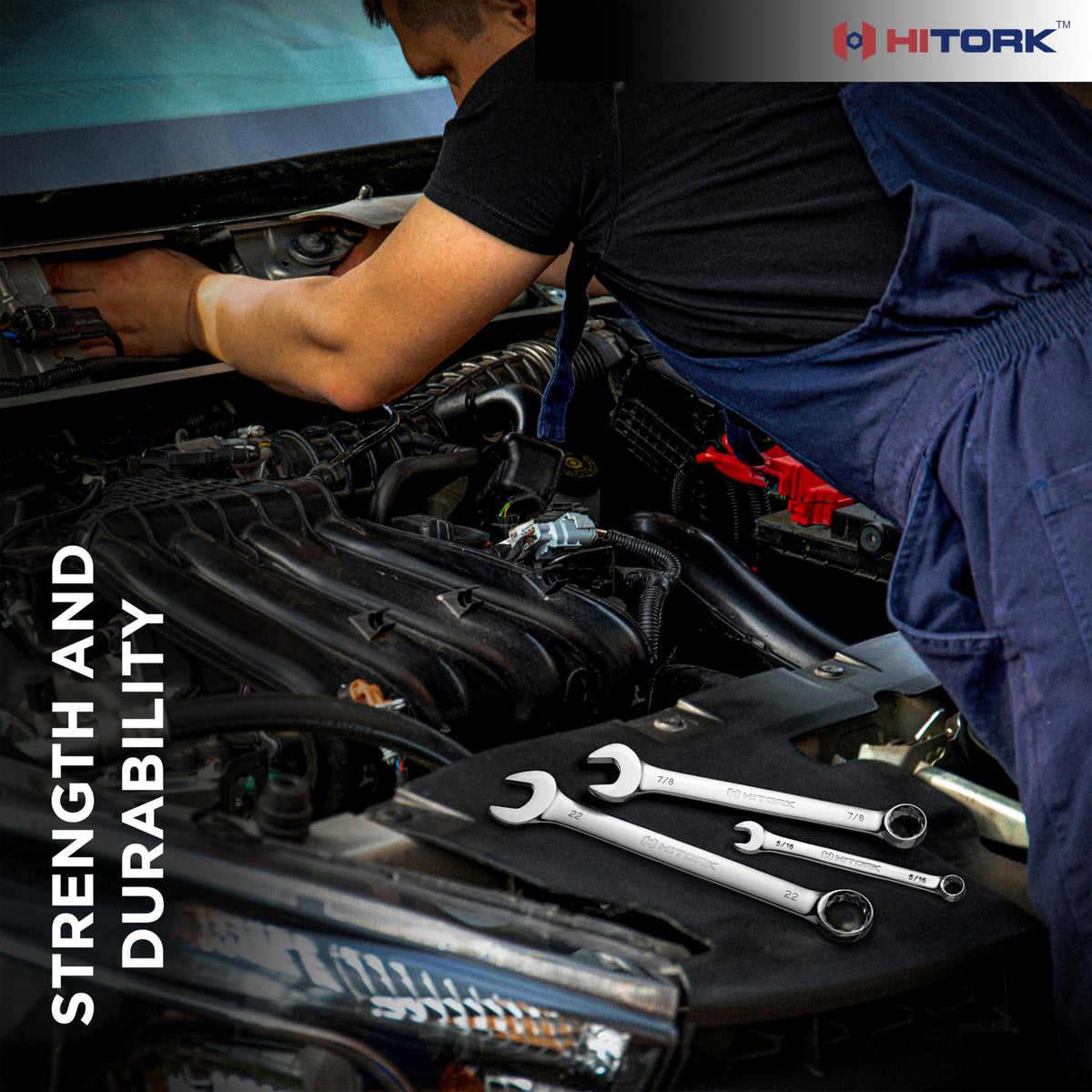 Hitork drop-forged Cr-V steel for durability
