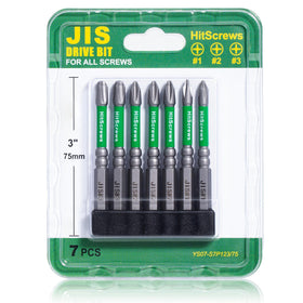 HitScrews 7pcs JIS bit set with magnetic tips for secure fastener handling