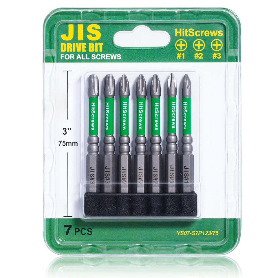 HitScrews 7pcs JIS bit set with magnetic tips for secure fastener handling