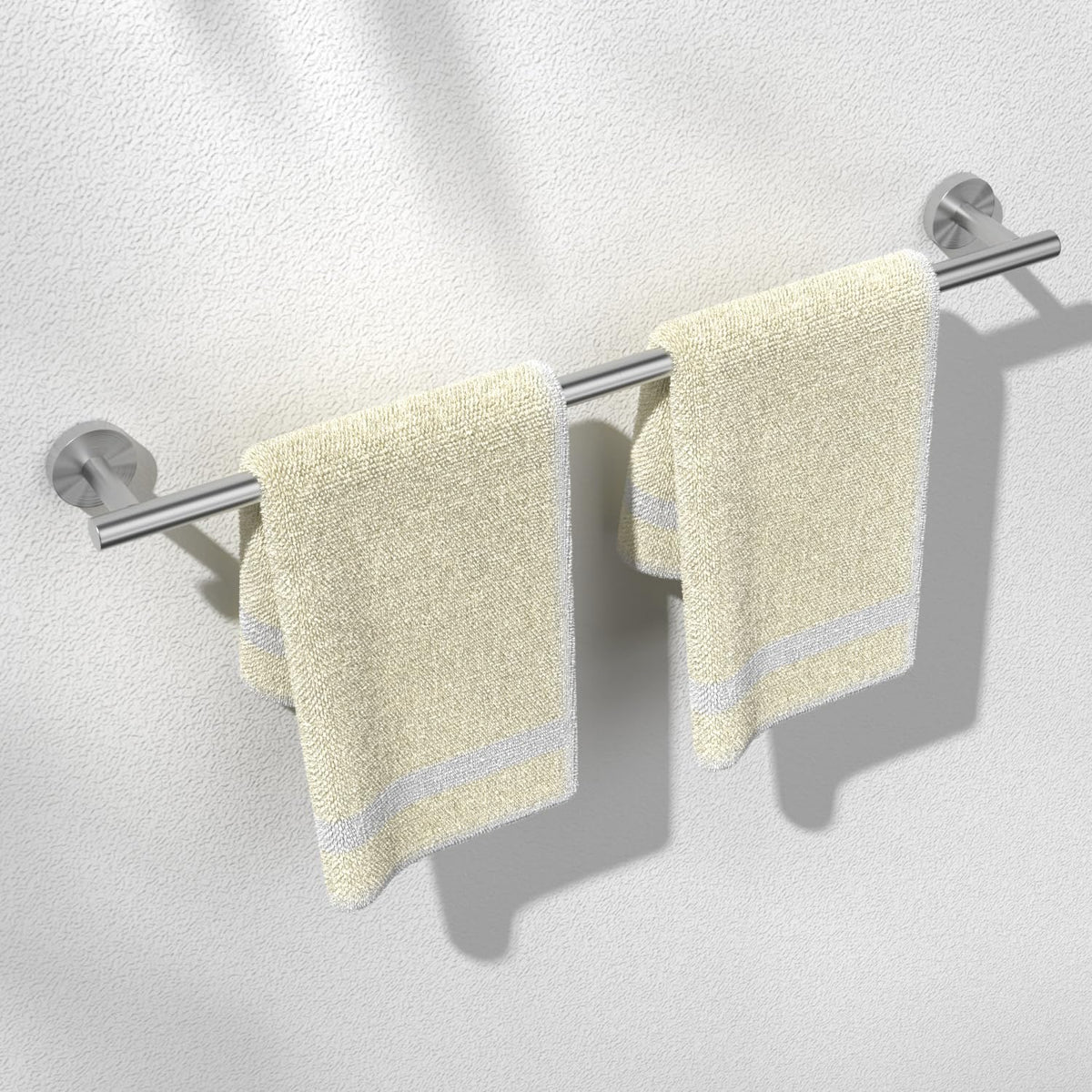 HITSLAM brushed-nickel 24in towel bar for sturdy towel storage.
