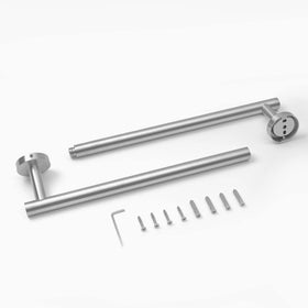 HITSLAM bracket-detail on brushed-nickel towel bar shows secure, rotation-free mounting.