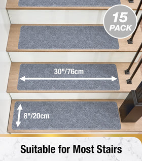 HITSLAM stair treads grey kids pets use closeup suggests family-friendly safety on stairs.