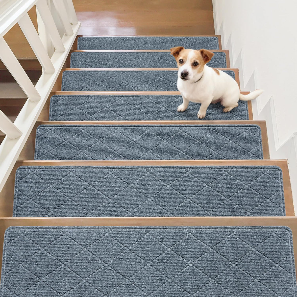 HITSLAM stair treads grey pack 15 closeup shows soft material and non-slip surface for safety.