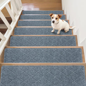 HITSLAM stair treads grey pack 15 closeup shows soft material and non-slip surface for safety.