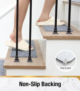 HITSLAM stair treads grey self-adhesive backing closeup highlights easy installation and strong grip.