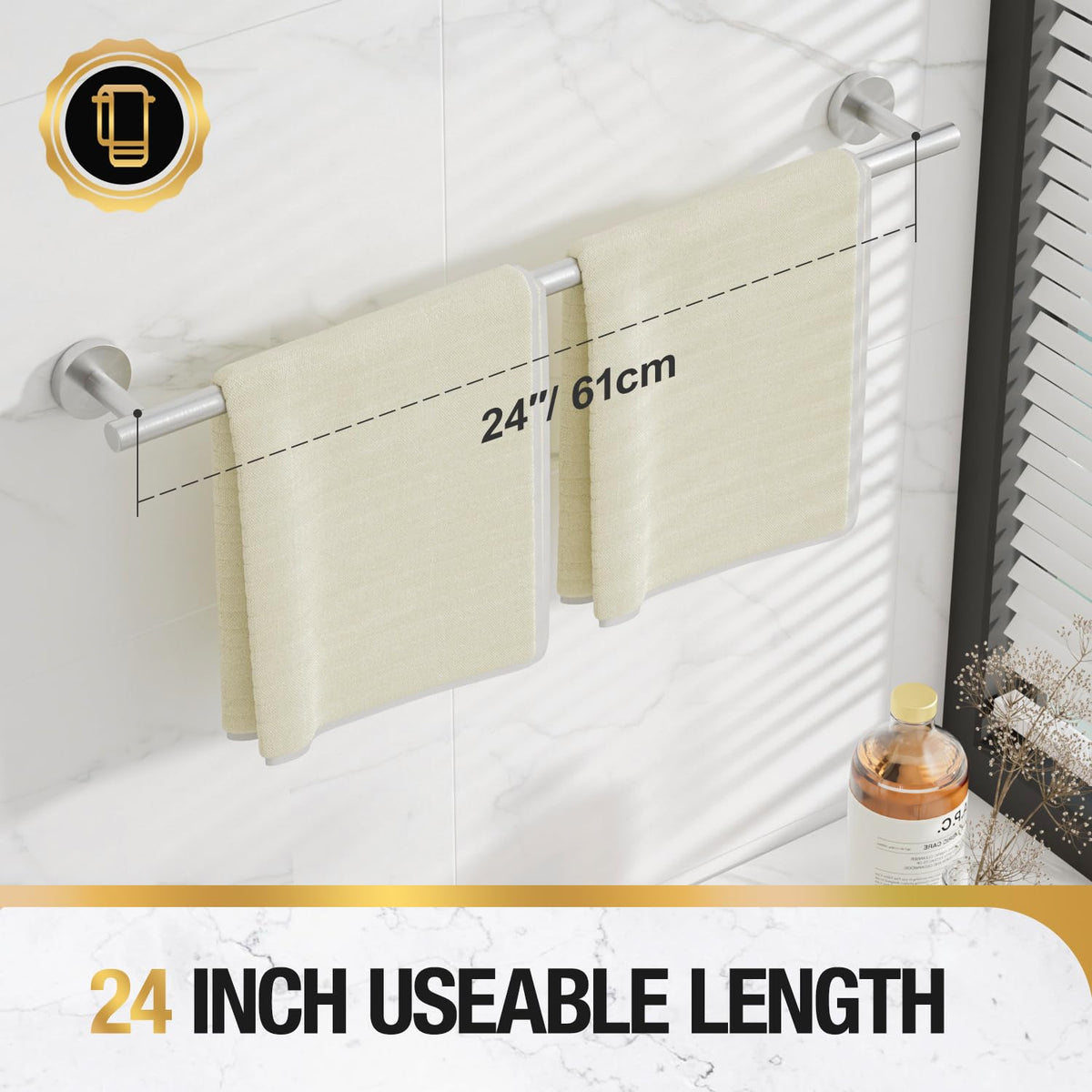 HITSLAM towel bar in a modern bathroom elevates storage and decor.