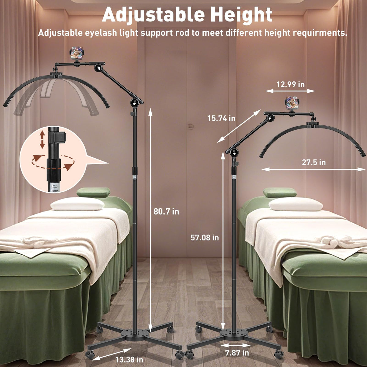 HITTI 360-degree foldable lamp head covering the full work area.