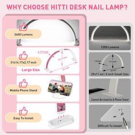 Foldable arc design of Hitti nail lamp saves space when stored