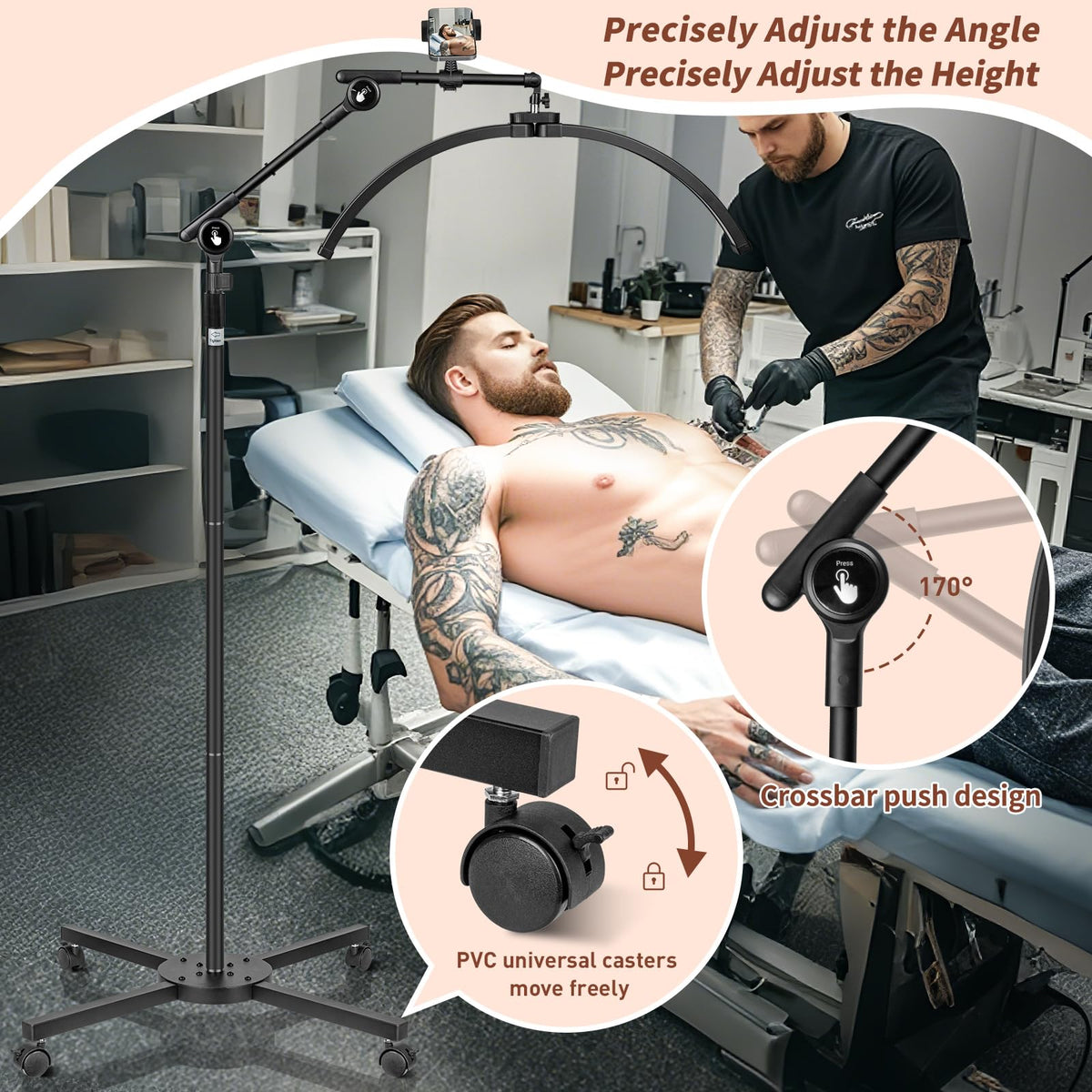 HITTI height-adjustable telescopic range for comfortable working height.