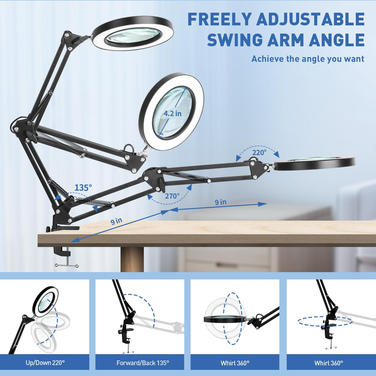 HITTI desk lamp with clamp setup for flexible mounting