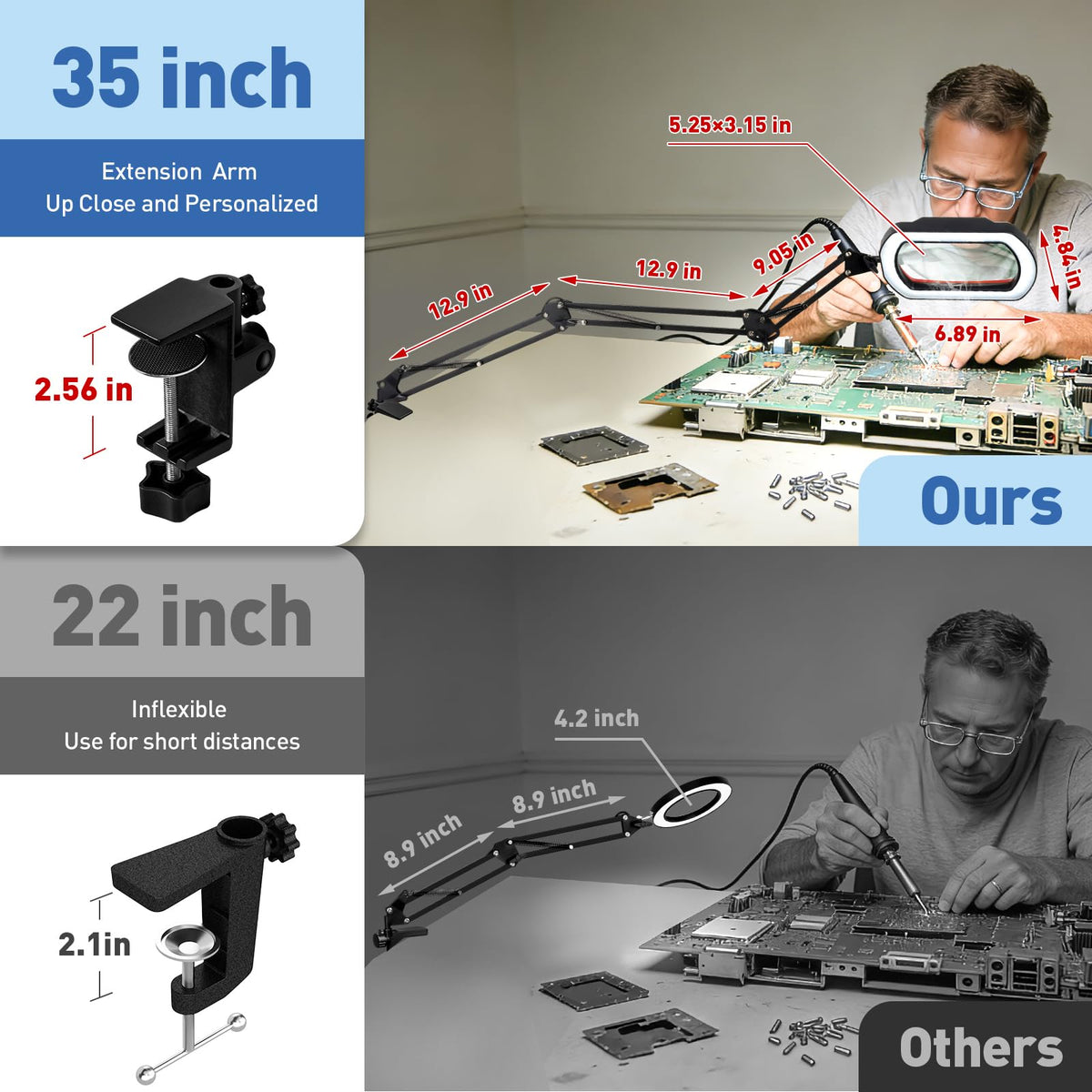 Hittti 144 LED magnifying lamp provides bright, even illumination for close work