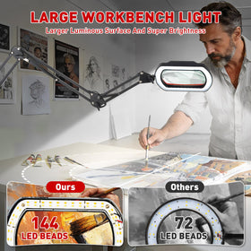Hittti extra-long 3-section arm enables wide reach for large workspaces