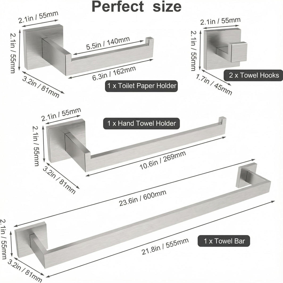 Hiuqixe brushed nickel hand towel rack mounted for easy reach