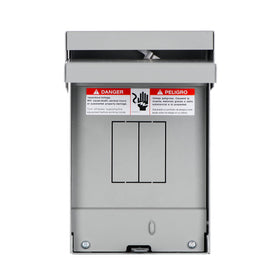 Hiweld 60A outdoor enclosure door open reveals accessible interior for wiring