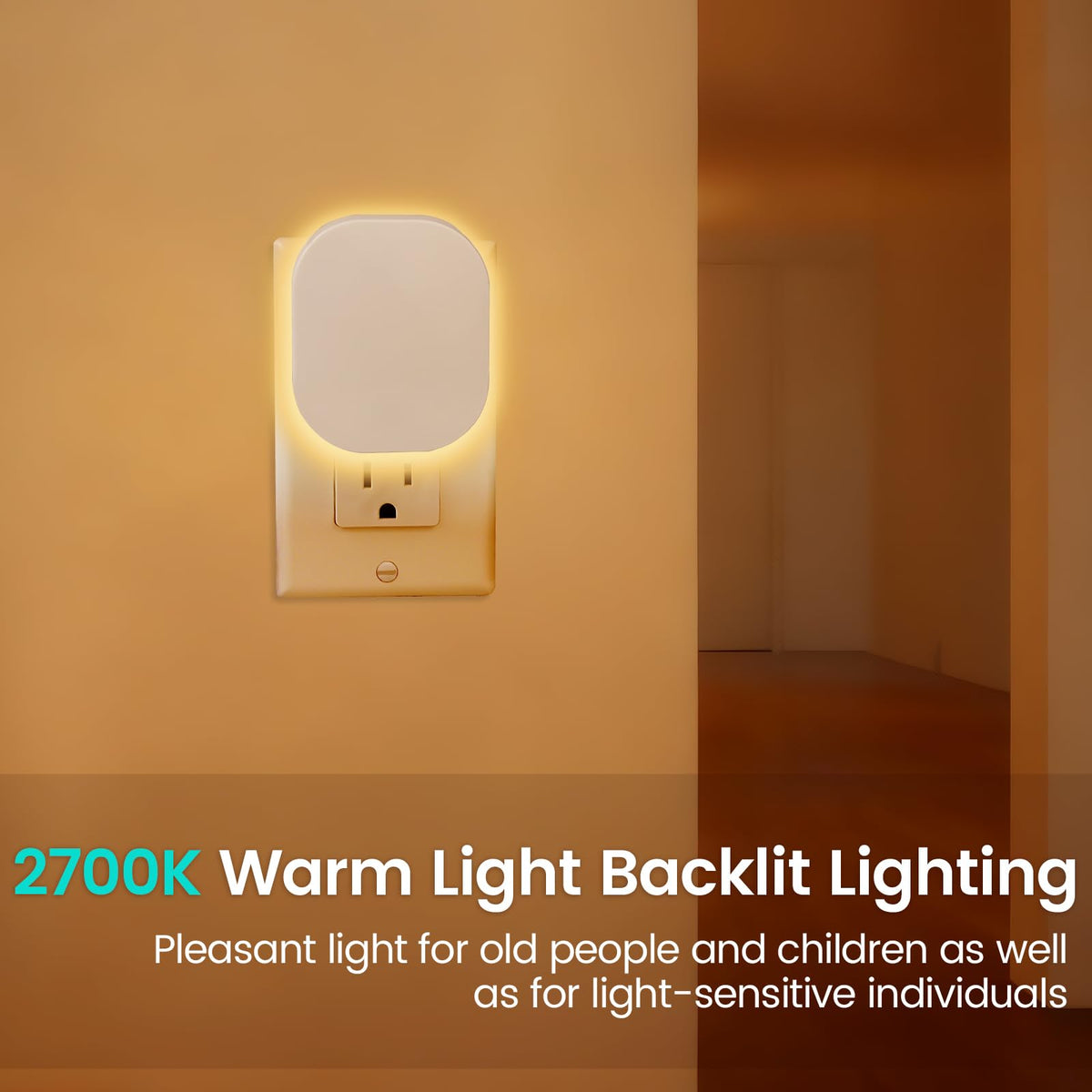 Hiwrolat hallway night light with compact plug-in design for stair navigation