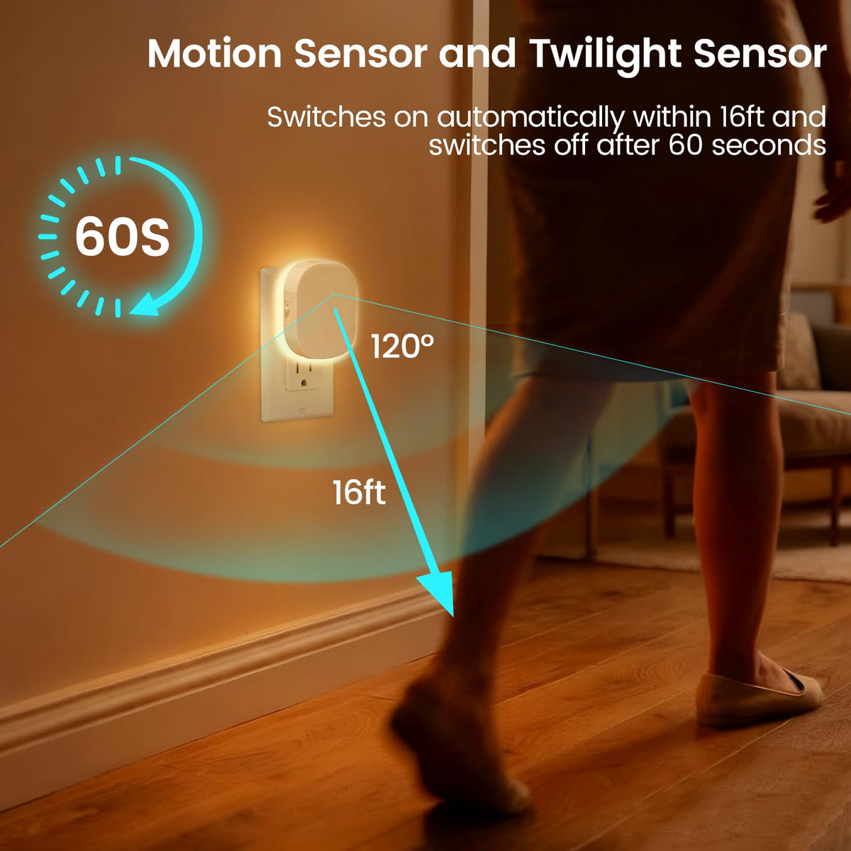 Hiwrolat diffuse backlight night light for glare-free bedroom glow