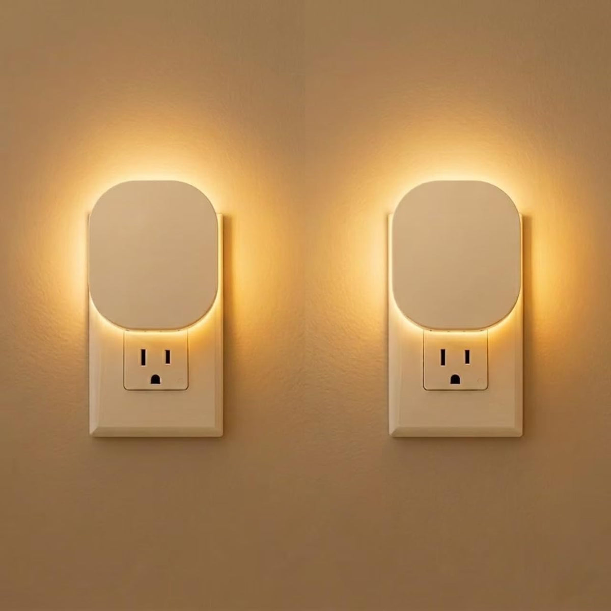Hiwrolat plug-in night light with motion sensor providing hands-free hallway lighting