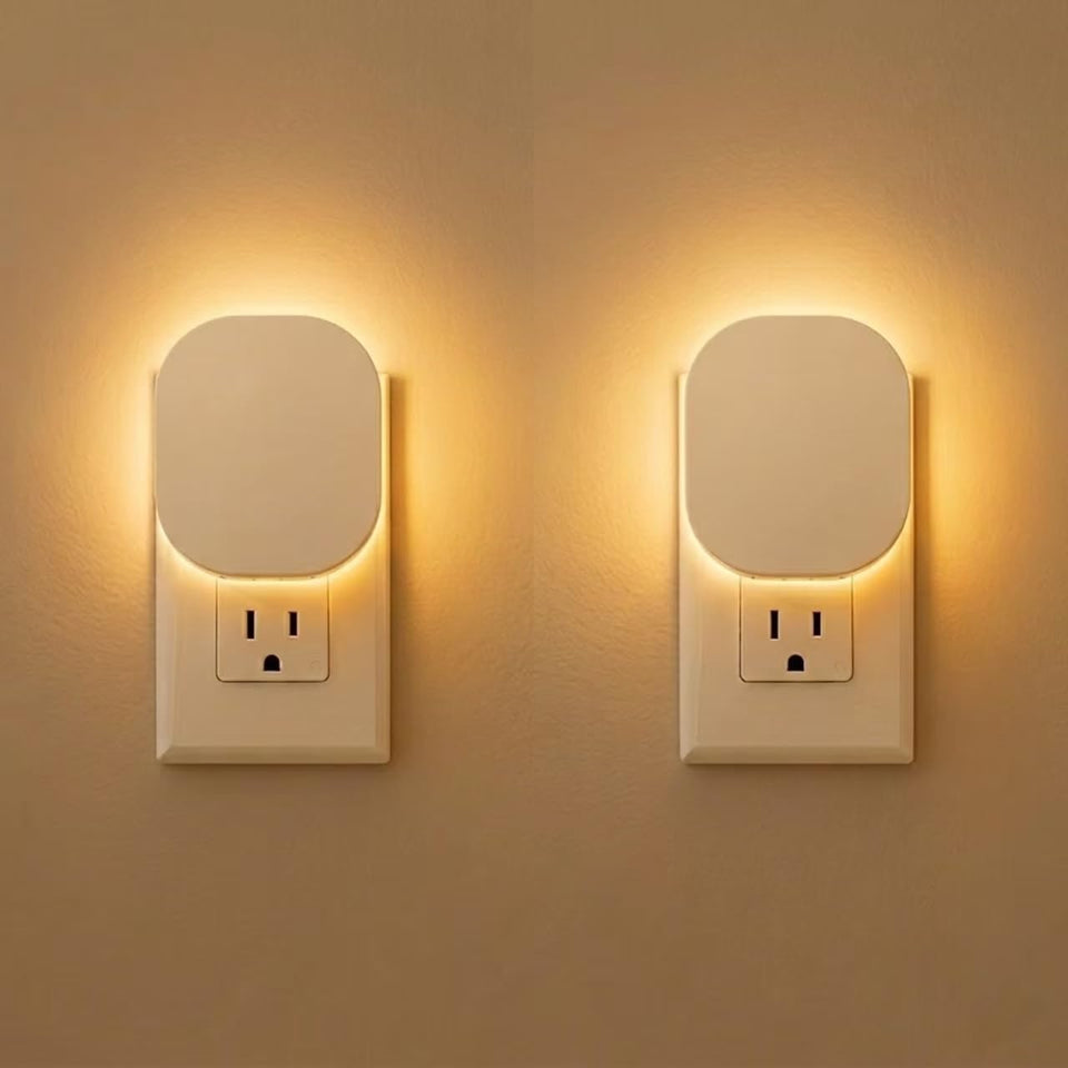 Hiwrolat plug-in night light with motion sensor providing hands-free hallway lighting