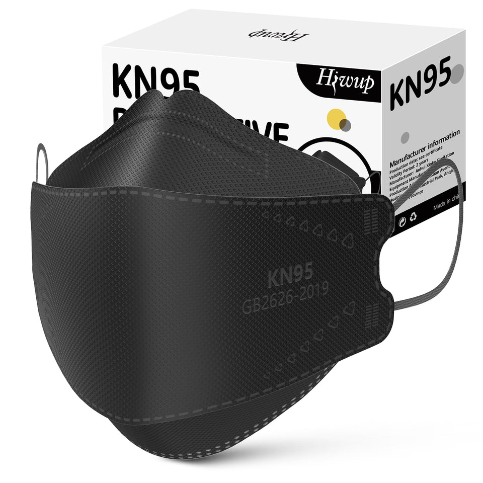 Hiwup KN95 mask front view with secure fit.