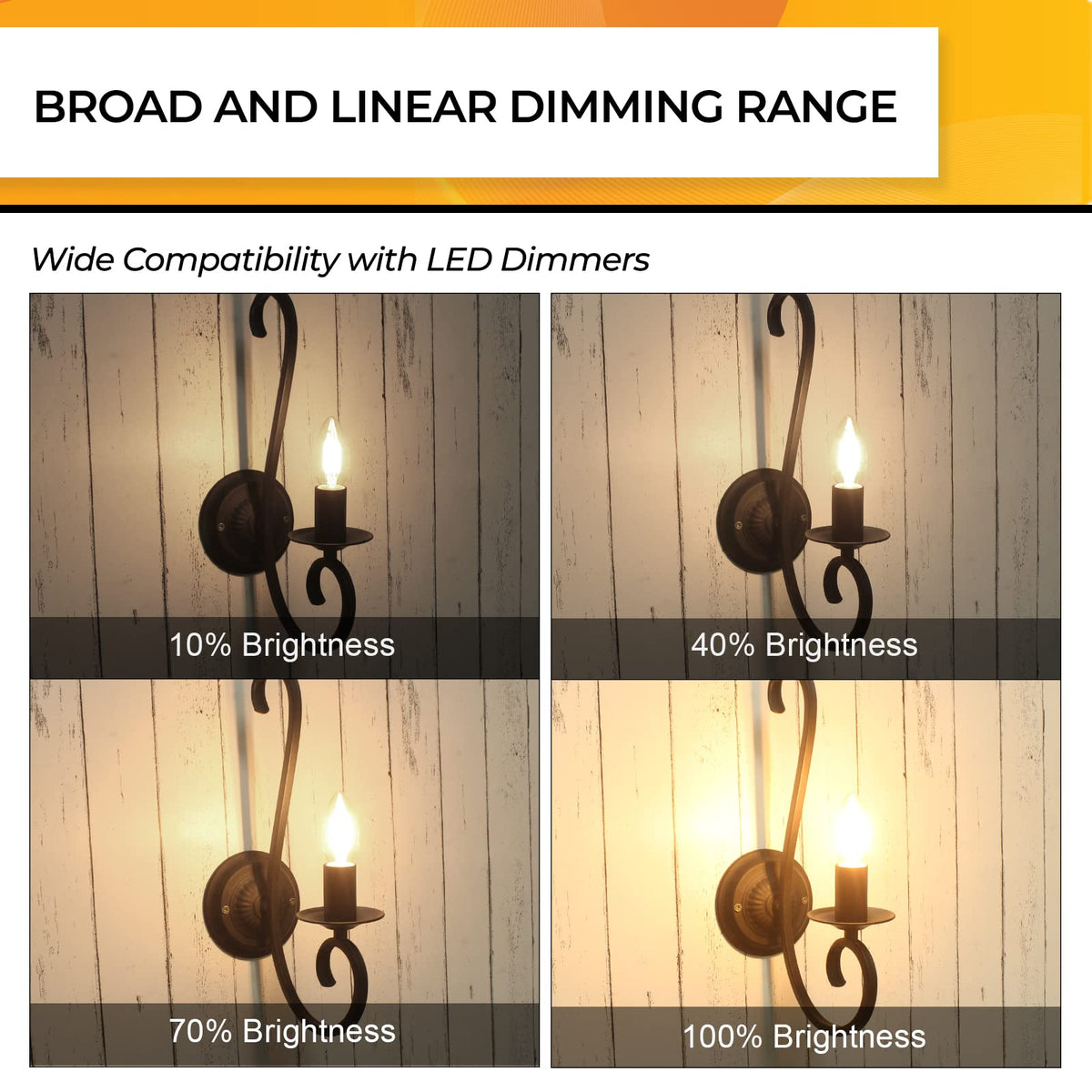 Hizashi candle bulb appearance in a flame-tip style