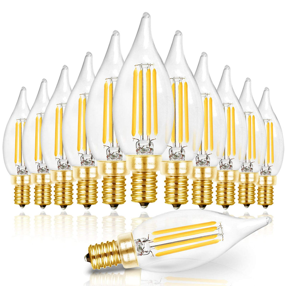 Hizashi candelabra LED bulb in front view for chandeliers with 40W-equivalent brightness