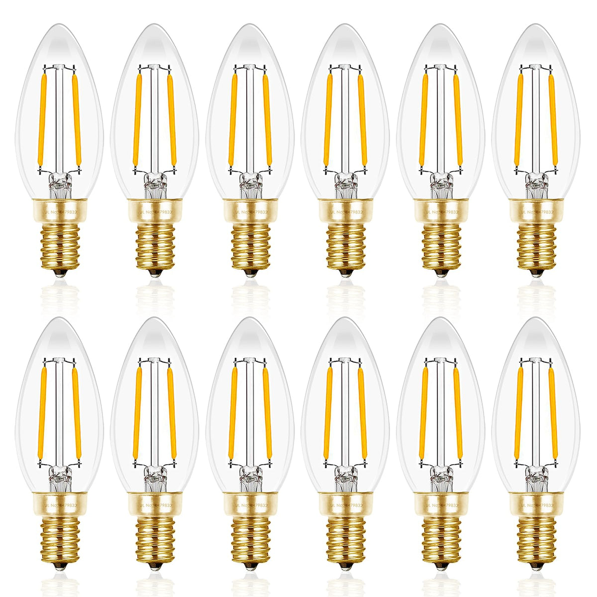 Hizashi candelabra LED bulbs with warm glow ideal for chandeliers and living spaces