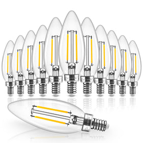 Hizashi E12 candelabra bulb 12-pack front view for elegant chandelier lighting