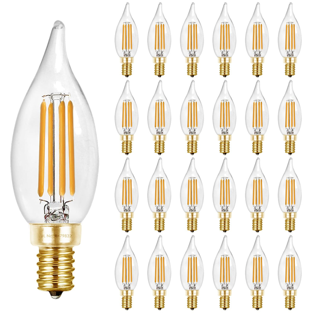 Hizashi E12 LED bulb flame tip for chandeliers provides a warm, nostalgic glow.