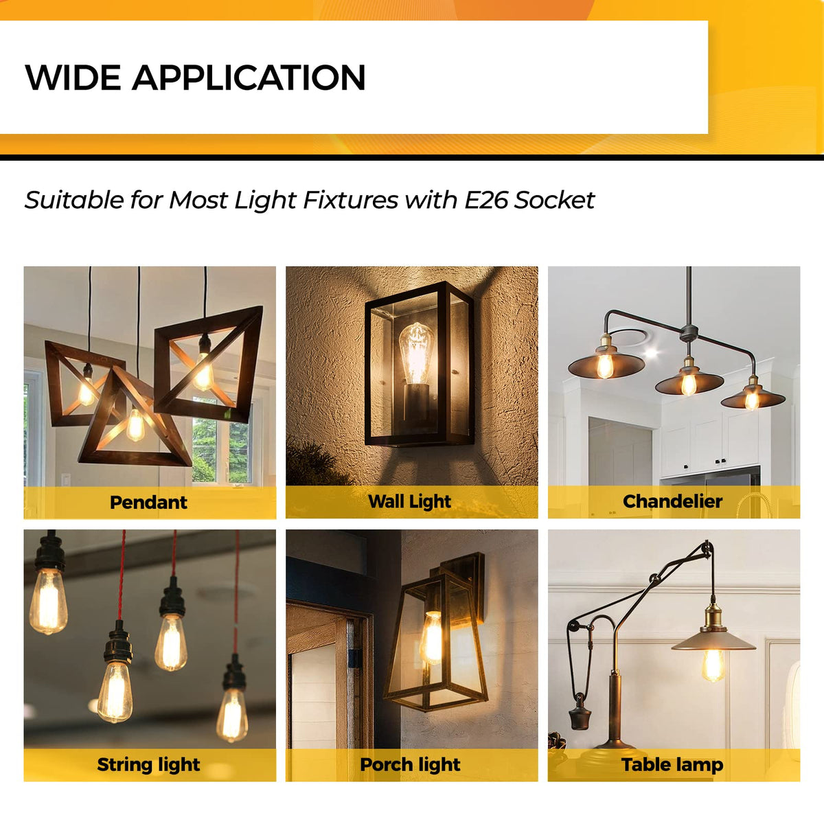 Hizashi 12-pack Edison bulbs reduce replacement frequency.