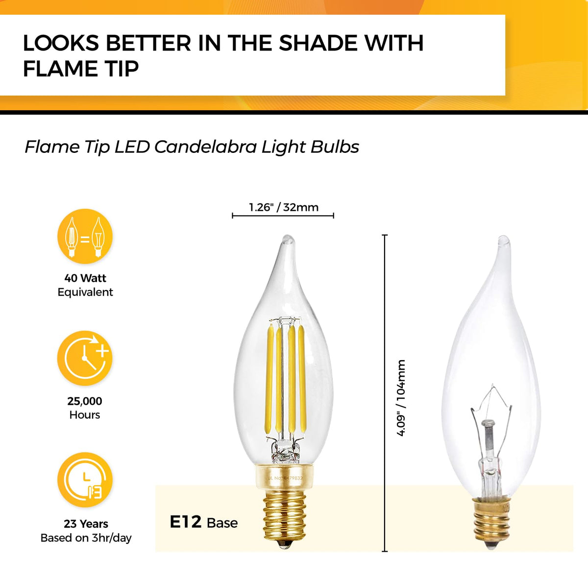 Hizashi dimmable LED candle bulb for ambiance with smooth dimming