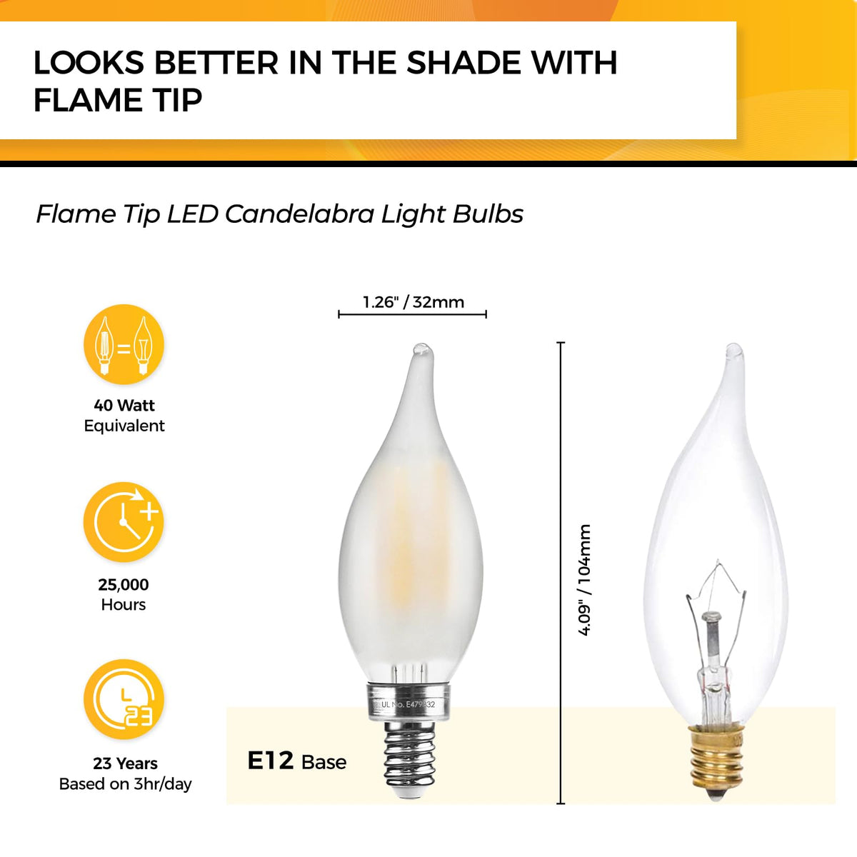Hizashi flame-tip LED bulb adds retro style with smooth dimming.