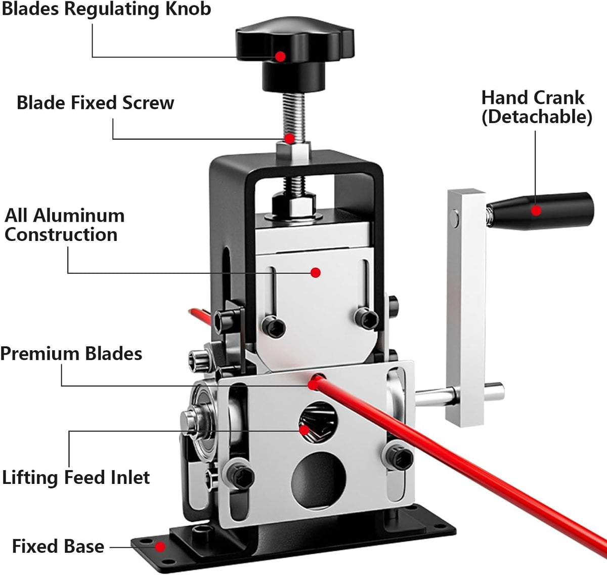 Hizmivos wire stripper blade adjusting nut enables precise height control.