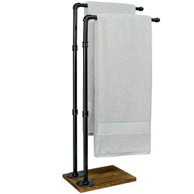 Hjarta 40-inch towel rack stand showcasing sturdy design for bathroom organization.