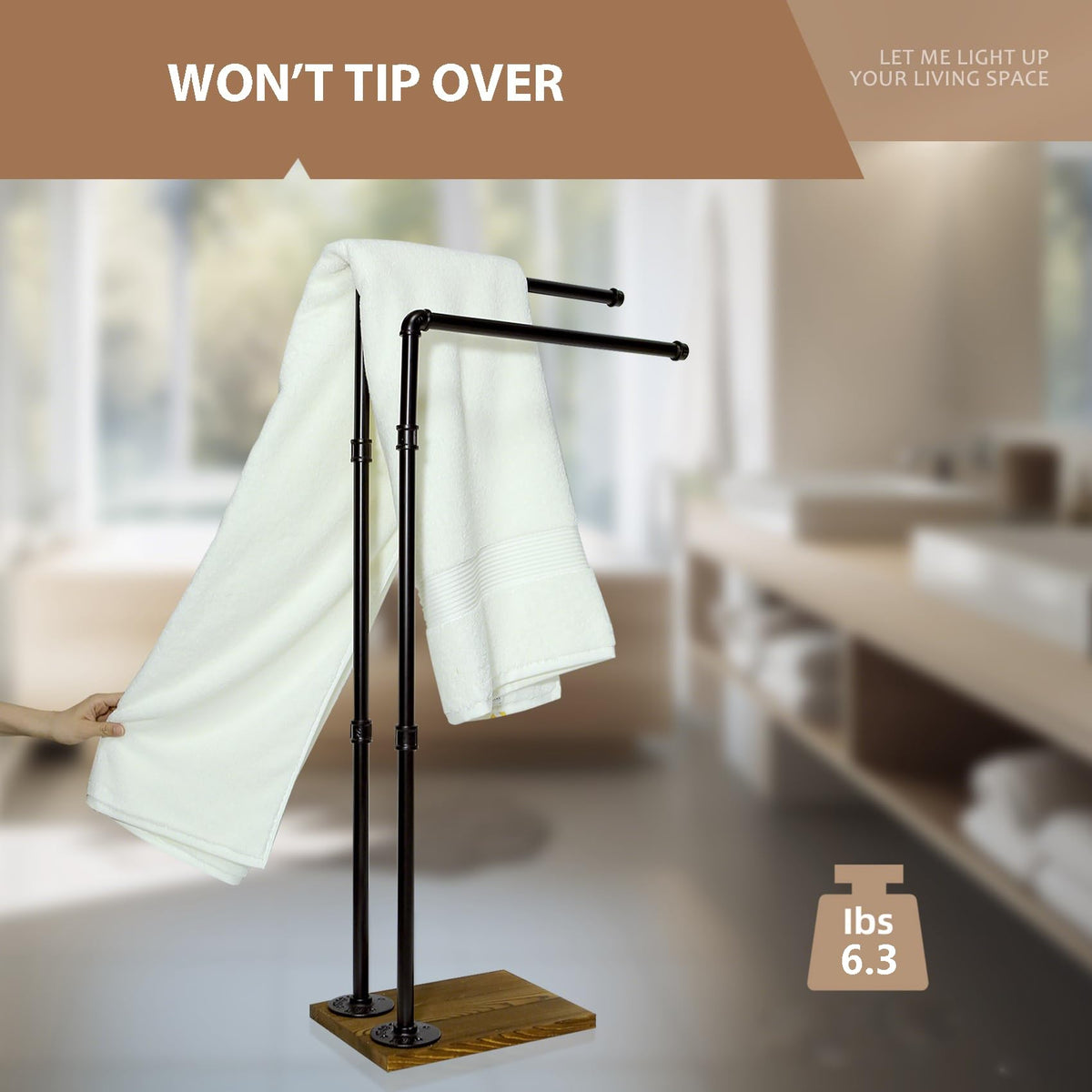 Hjarta non-slip pads protect floors while keeping the rack steady.