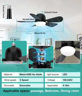 HK Socket Fan Light brightness dimming showcases 10-level ambiance control.