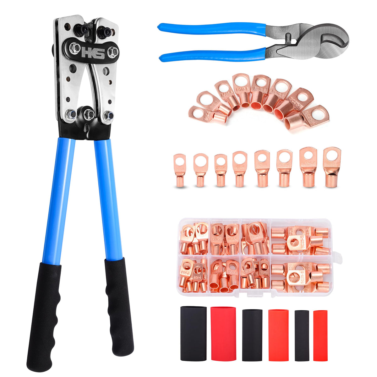 HKS Battery Crimping Tool HX-50B in action, lightweight for easier field use.