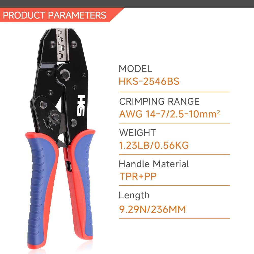 HKS crimping tool adjustable crimp force knob allows precise terminal sizing