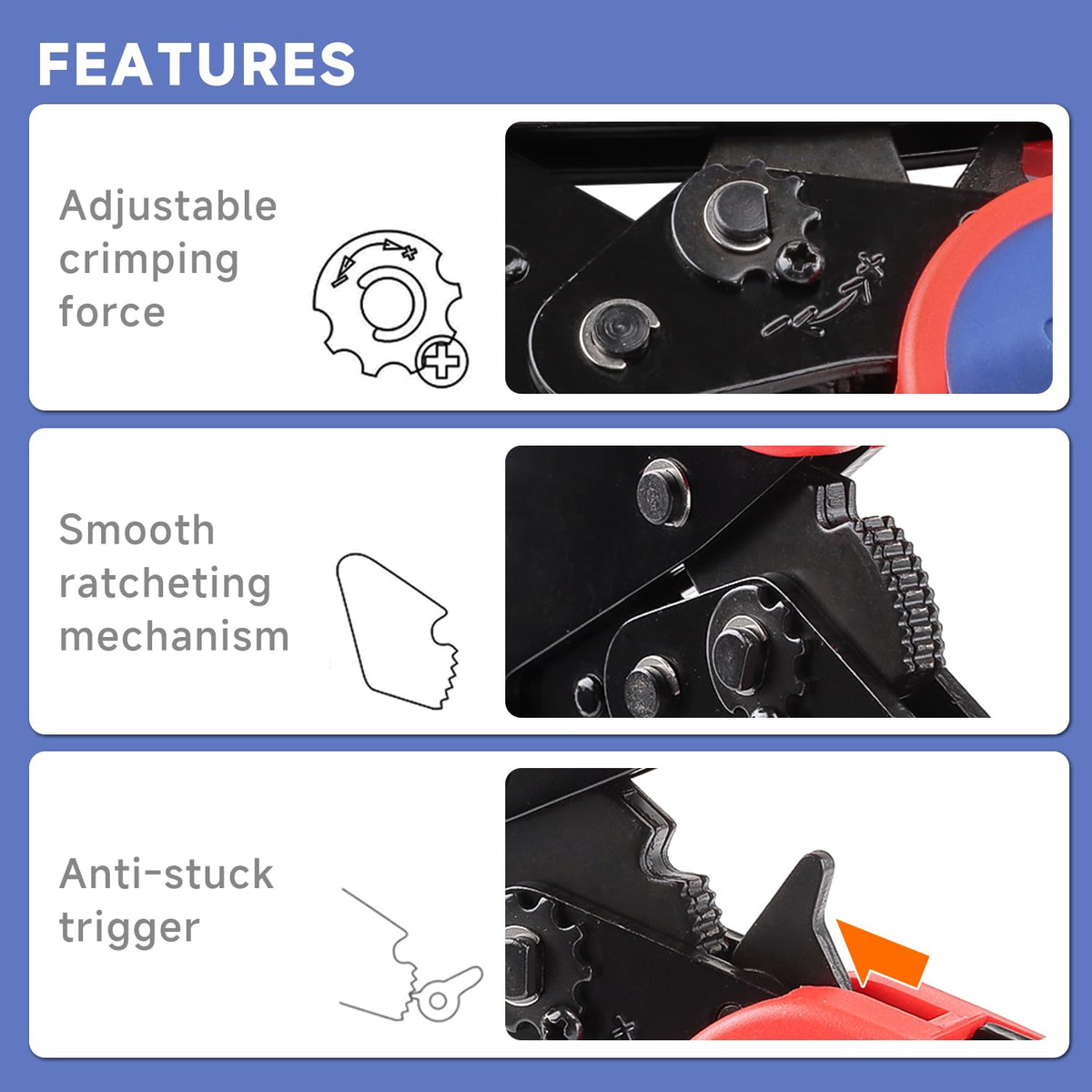 HKS color-marked jaw helps identify AWG 22–8 connectors quickly.
