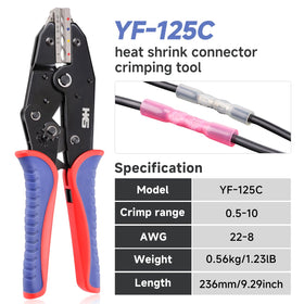 HKS ratcheting mechanism ensures secure first, then smooth wire insertion for clean crimps.