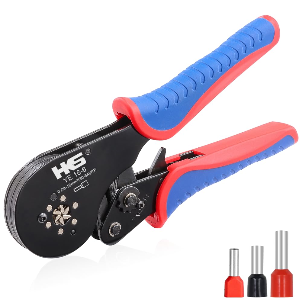 HKS ferrule crimping tool showing hex crimp claws for precise terminations