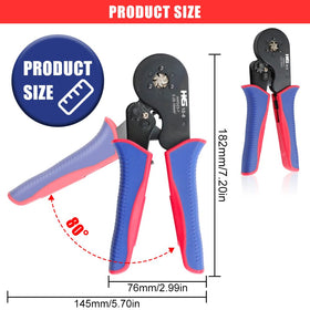 HKS ferrule crimping tool in use with end sleeves and insulated terminals for reliable connections.