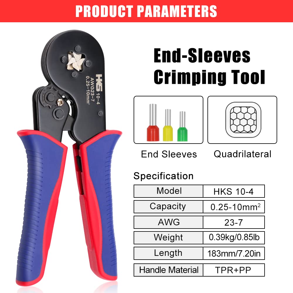 HKS ergonomic handle reduces fatigue during long crimping sessions