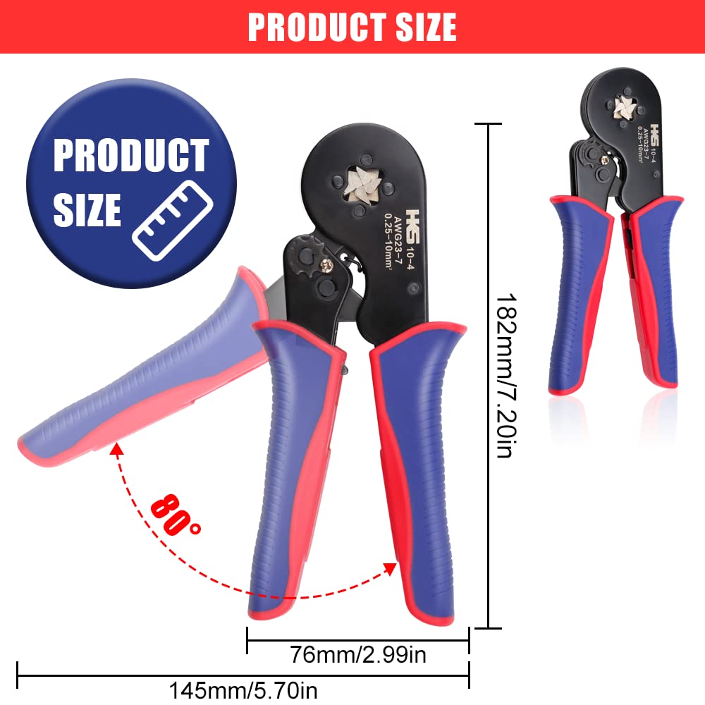 HKS tool with four serrated surfaces for secure, uniform crimps