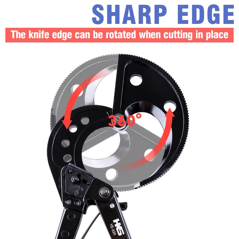 HKS Ratchet Cutter cutting aluminum cable example shows wide capacity.